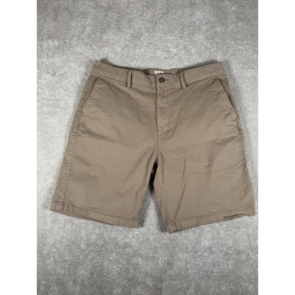 FLINT AND TINDER 365 Shorts Flat-Front Chino 9" Bermuda-Length Khaki Tan size 34 - Picture 1 of 9